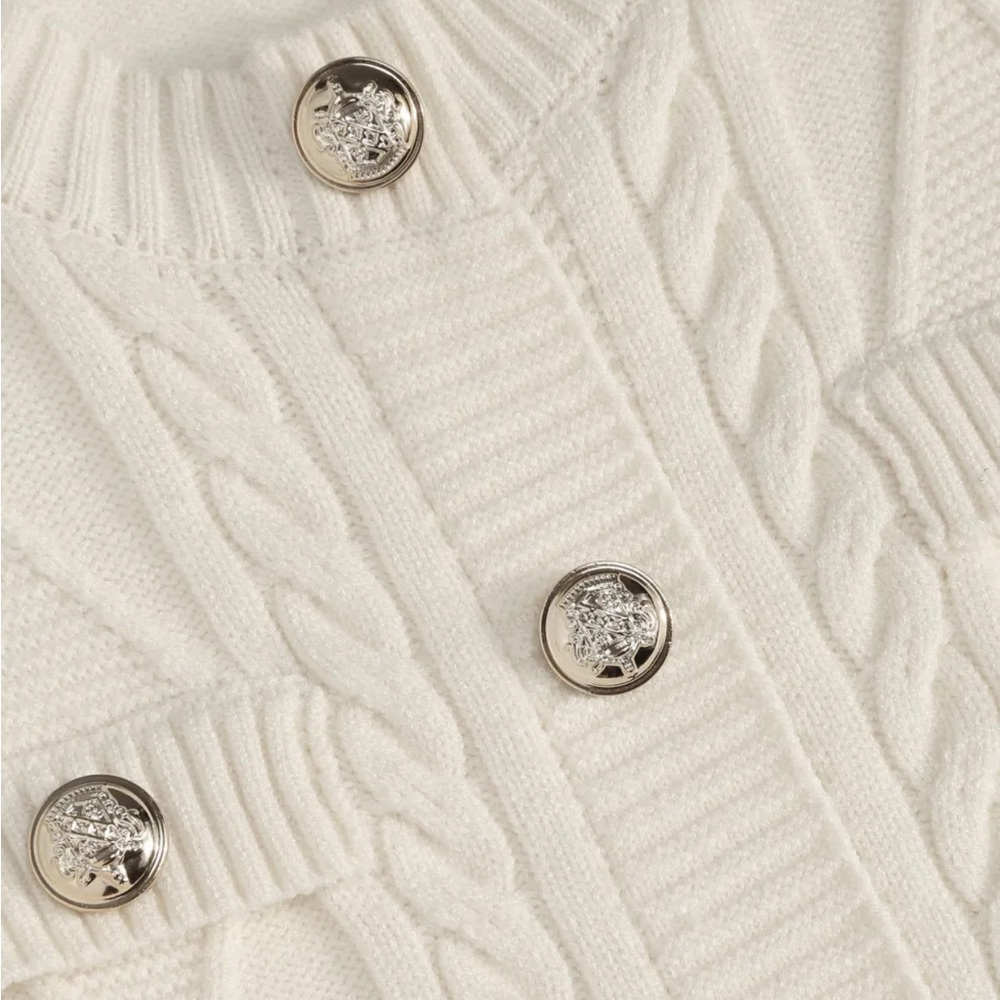 Cider Knit Solid Round Neckline Button Sweater Cr… - image 3